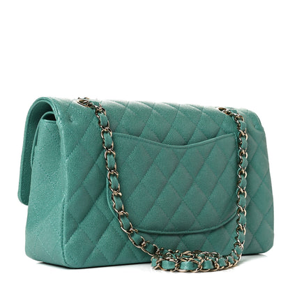Chanel Iridescent Caviar Quilted Medium Double Flap Green 3 of 8