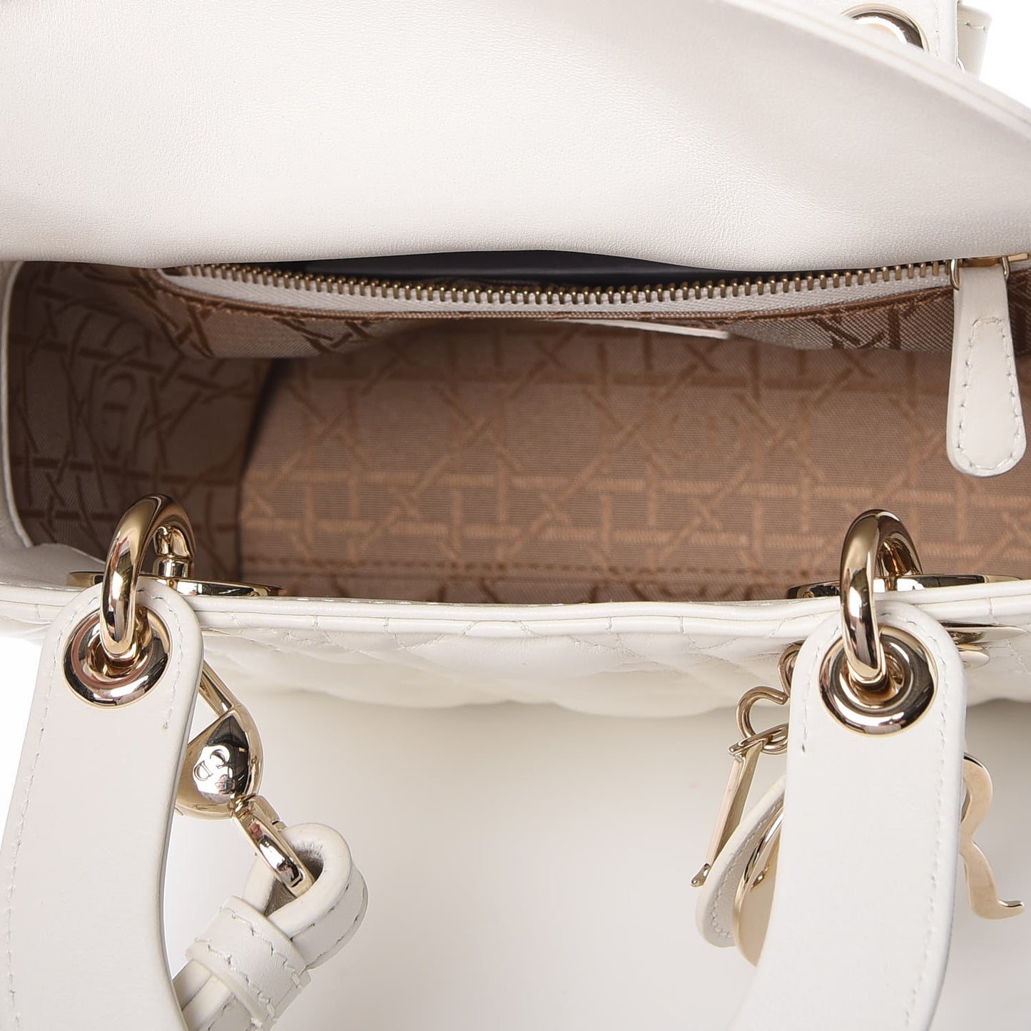 Lambskin Cannage Small My Lady Dior White