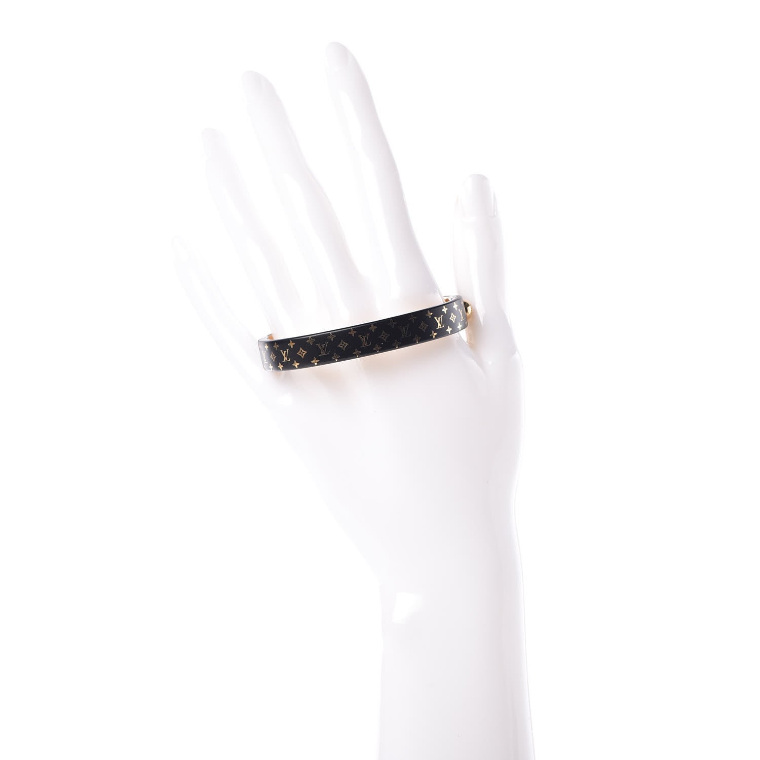 Louis Vuitton Monogram Nanogram Cuff S Black Gold 2 of 7