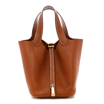 Hermes Barenia Faubourg Picotin Lock 18 PM Fauve 1 of 14