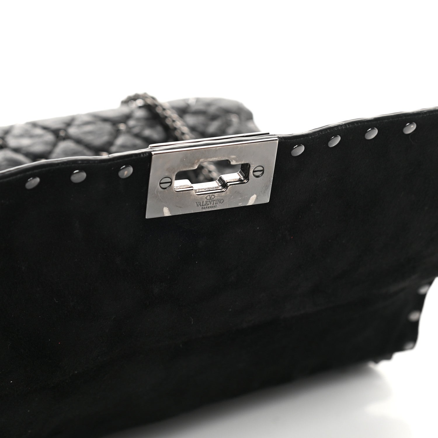 Valentino Garavani Craquele Nappa Large Rockstud Spike Shoulder Bag Black 11 of 15
