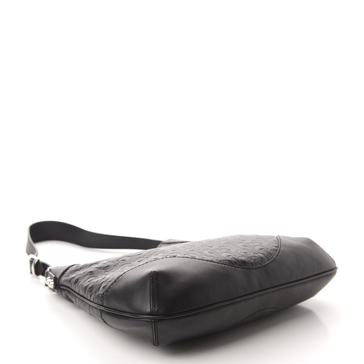 Calfskin Horsebit Embossed Hobo Black