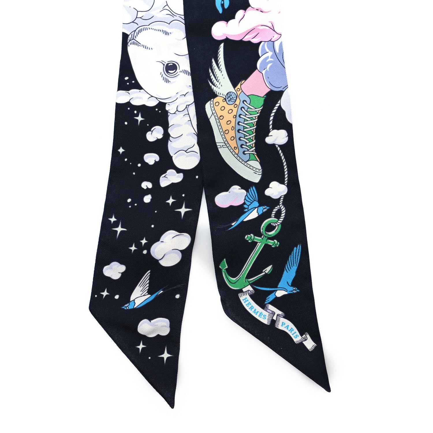 Hermes Silk Sur Mon Nuage Twilly Bleu Black Mauve 2 of 3