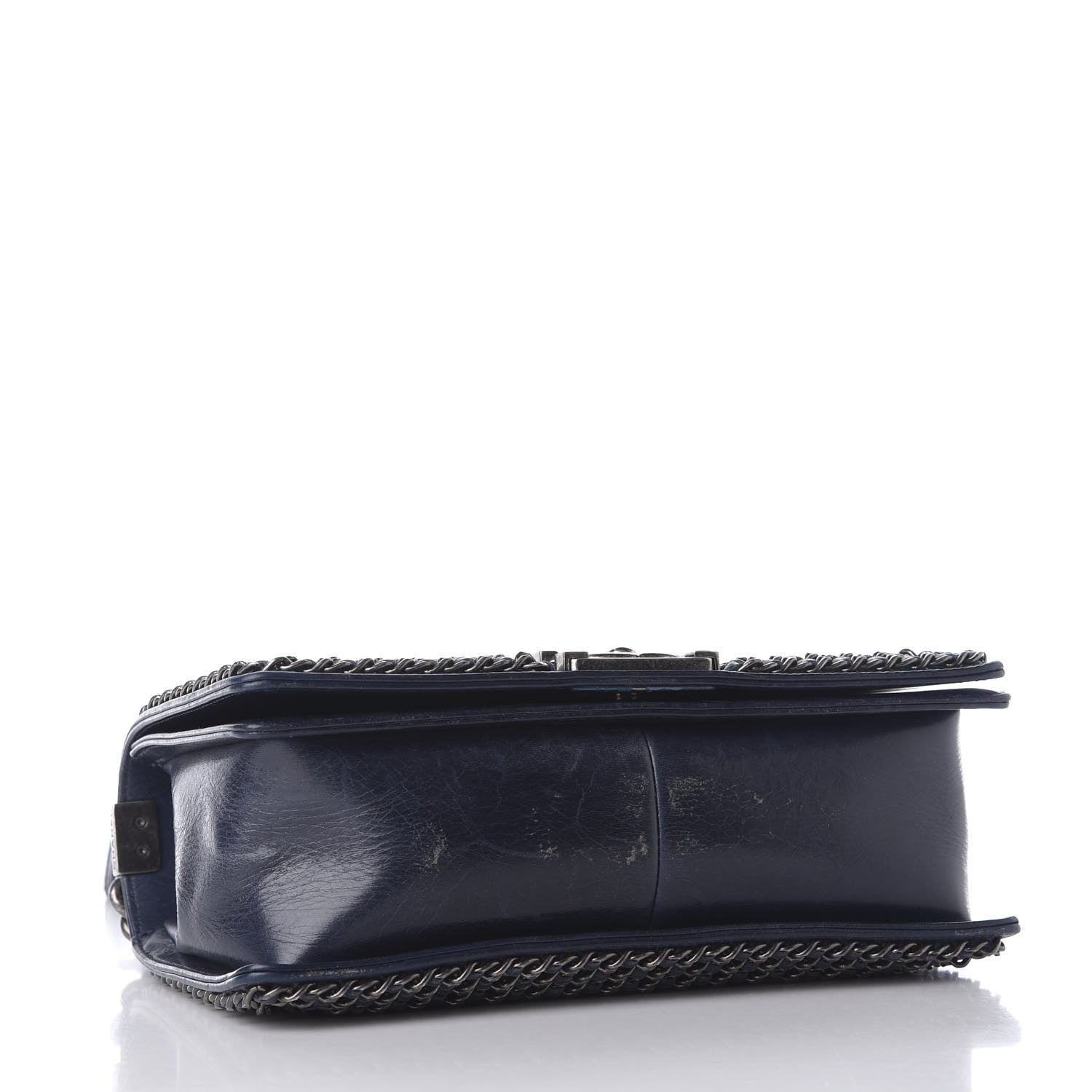 Chanel Glazed Calfskin Quilted Medium Boy Chained Flap Blue 3 of 9