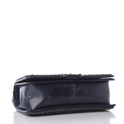 Chanel Glazed Calfskin Quilted Medium Boy Chained Flap Blue 3 of 9