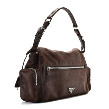 Prada Vitello Daino Pushlock Shoulder Bag Brown 3 of 10
