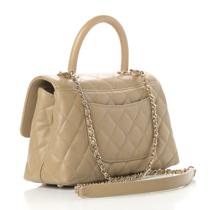Chanel Caviar Lizard Embossed Quilted Mini Coco Handle Flap Dark Beige 3 of 11