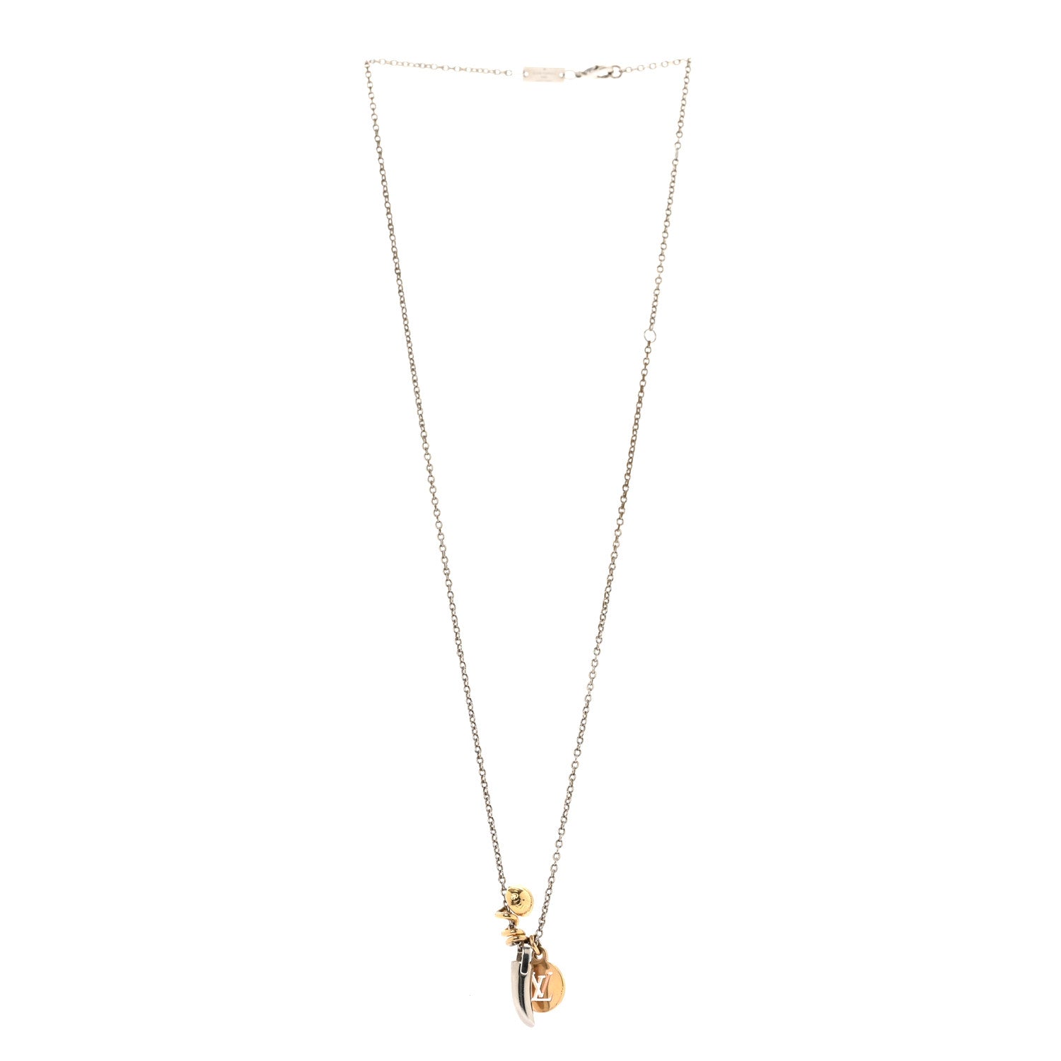Louis Vuitton Metal Safari Charms Necklace Silver Gold 3 of 8