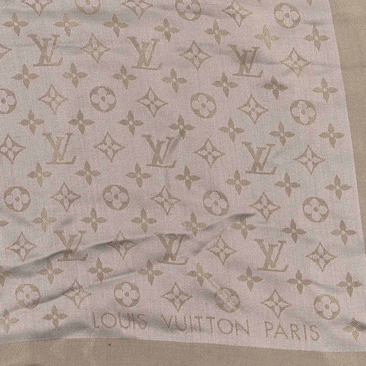 Louis Vuitton Silk Lurex Wool Monogram Shine Shawl Greige 2 of 4