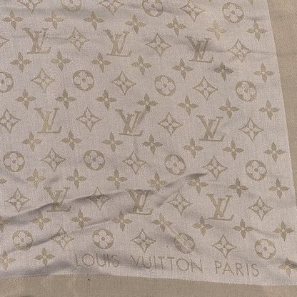 Louis Vuitton Silk Lurex Wool Monogram Shine Shawl Greige 2 of 4