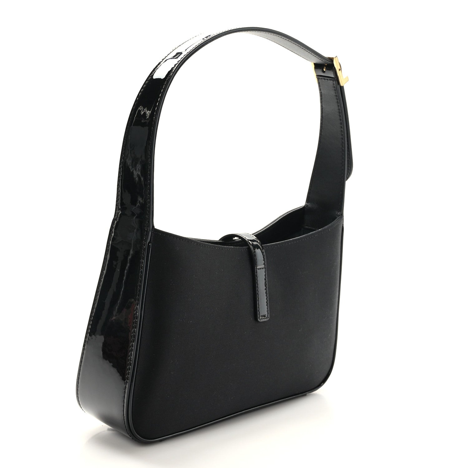 Saint Laurent Silk Satin Calfskin Le 5 A 7 Hobo Black 5 of 17