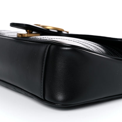 Gucci Calfskin Matelasse Small GG Marmont Shoulder Bag Black 9 of 10