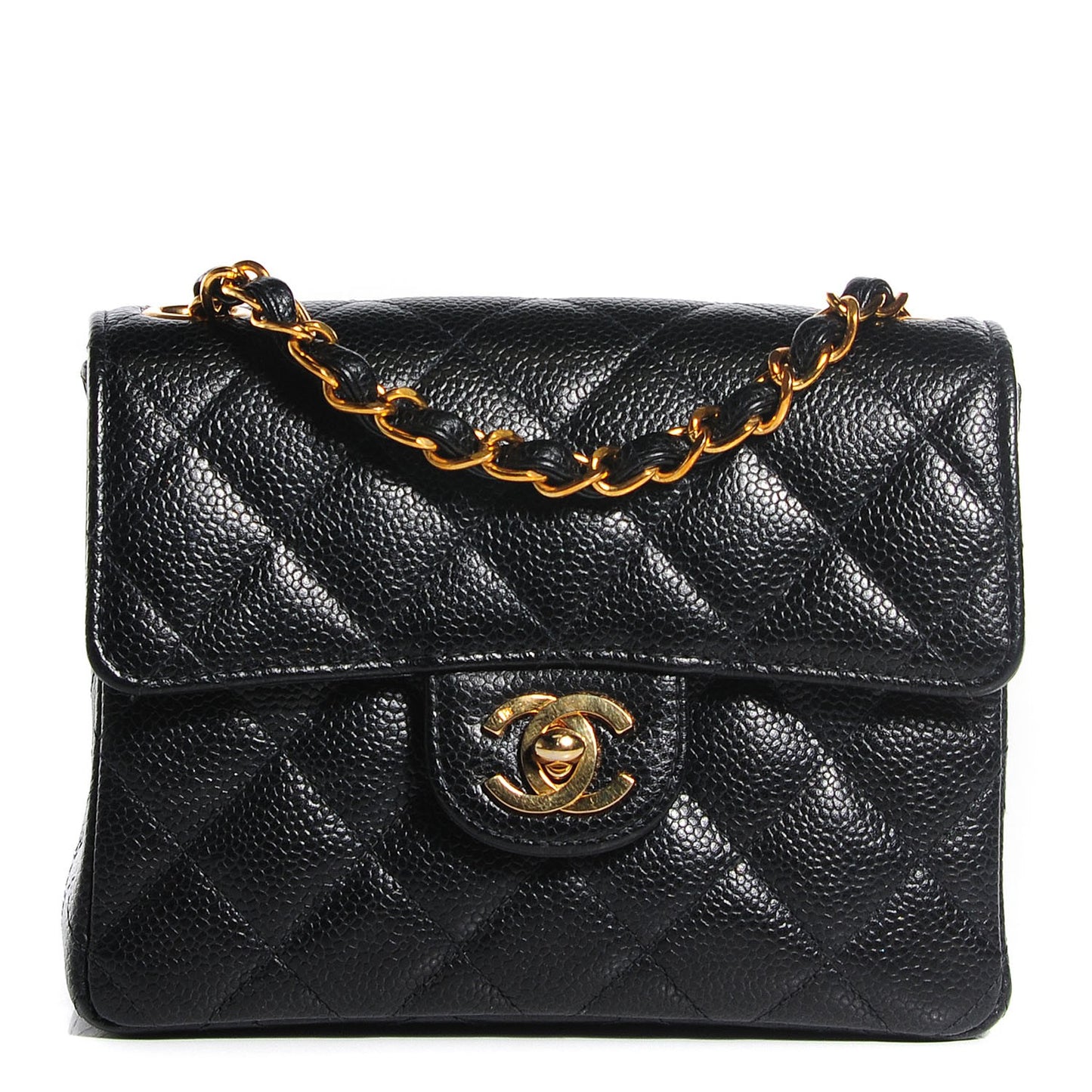 Caviar Quilted Mini Square Flap Black