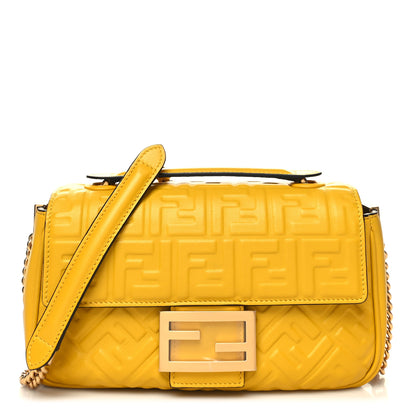 Fendi Nappa Small FF Embossed Midi Chain Baguette Mimosa 1 of 10