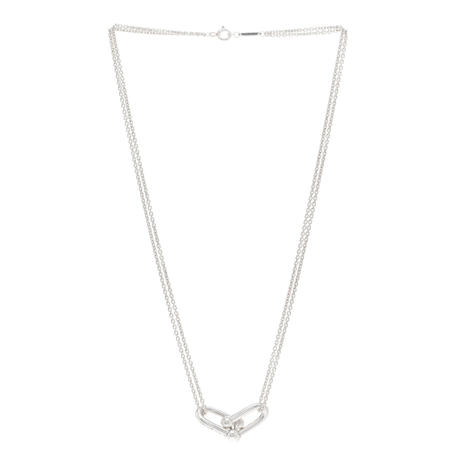 Tiffany Sterling Silver Double HardWear Link Pendant Necklace 3 of 4