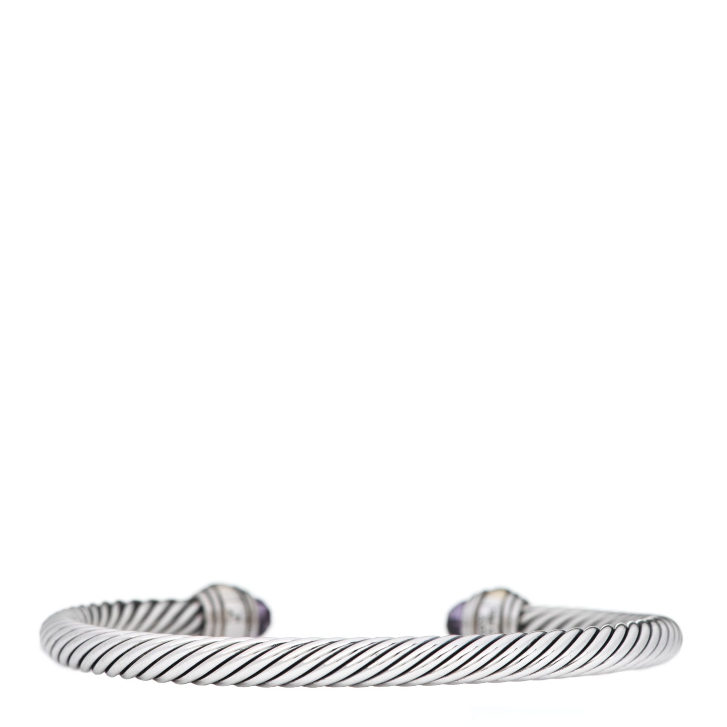 Sterling Silver 14K Yellow Gold Amethyst 5mm Cable Classics Bracelet