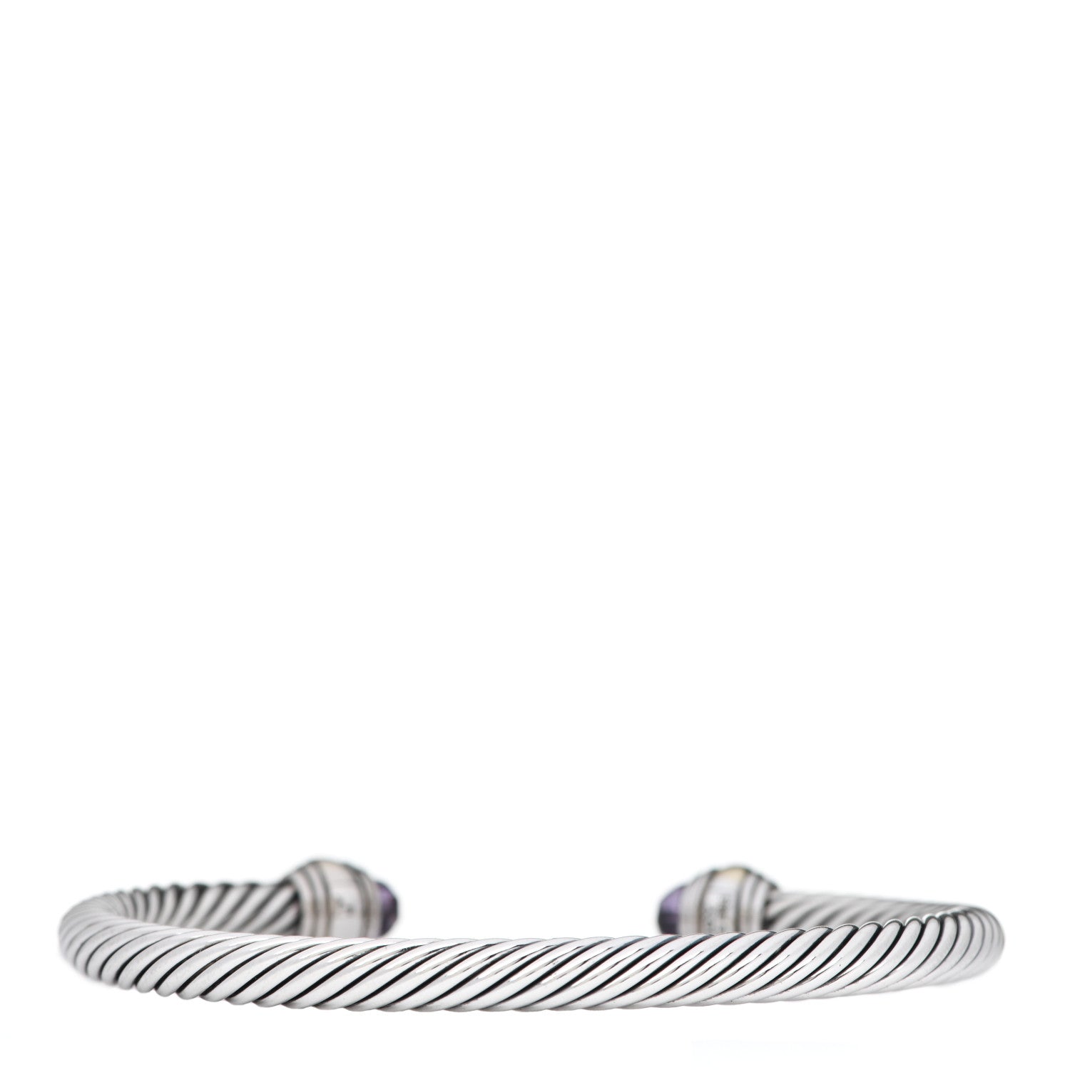 David Yurman Sterling Silver 14K Yellow Gold Amethyst 5mm Cable Classics Bracelet 2 of 5