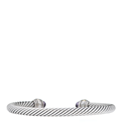 David Yurman Sterling Silver 14K Yellow Gold Amethyst 5mm Cable Classics Bracelet 2 of 5