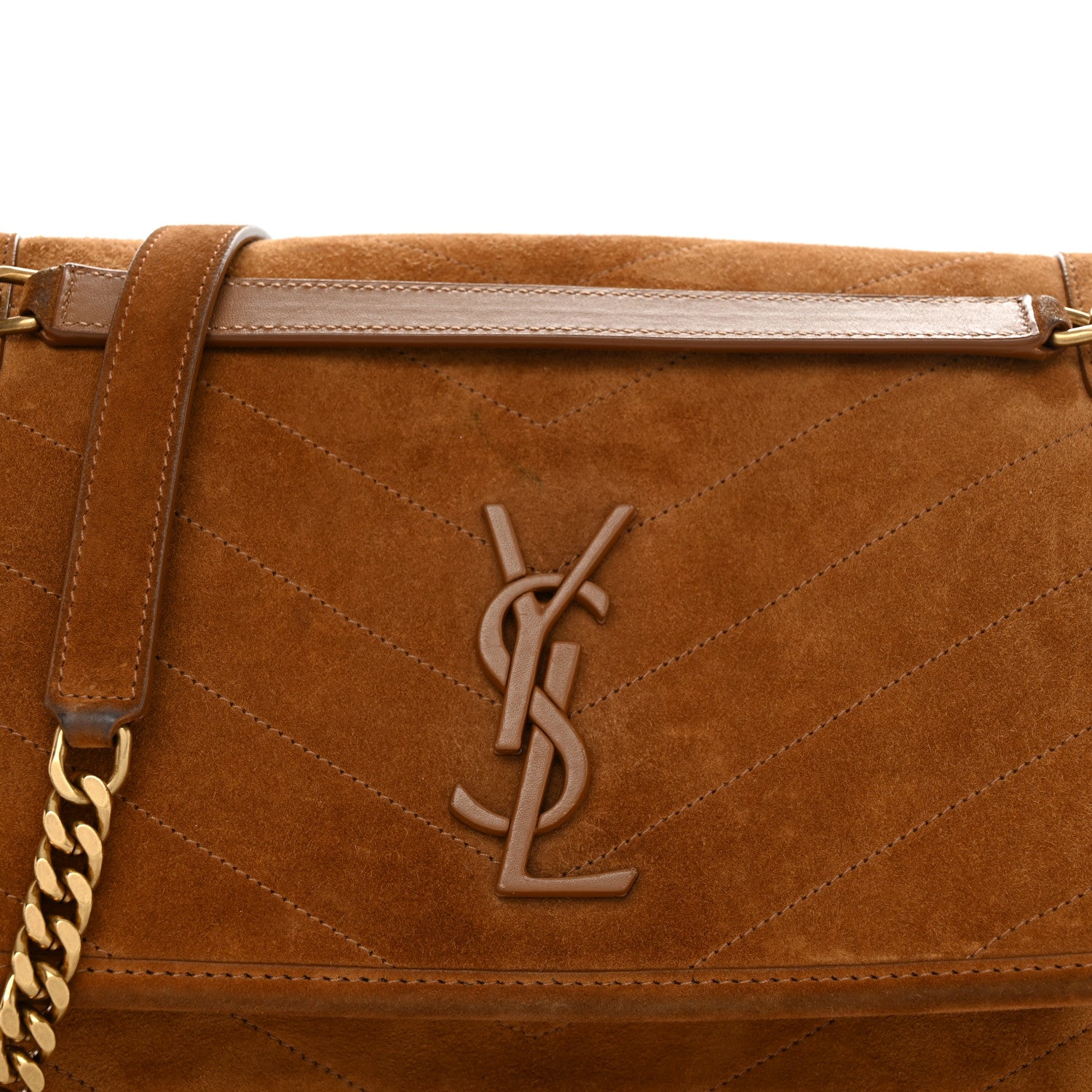 Saint Laurent Suede Monogram Medium Niki Chain Satchel Cinnamon 9 of 12