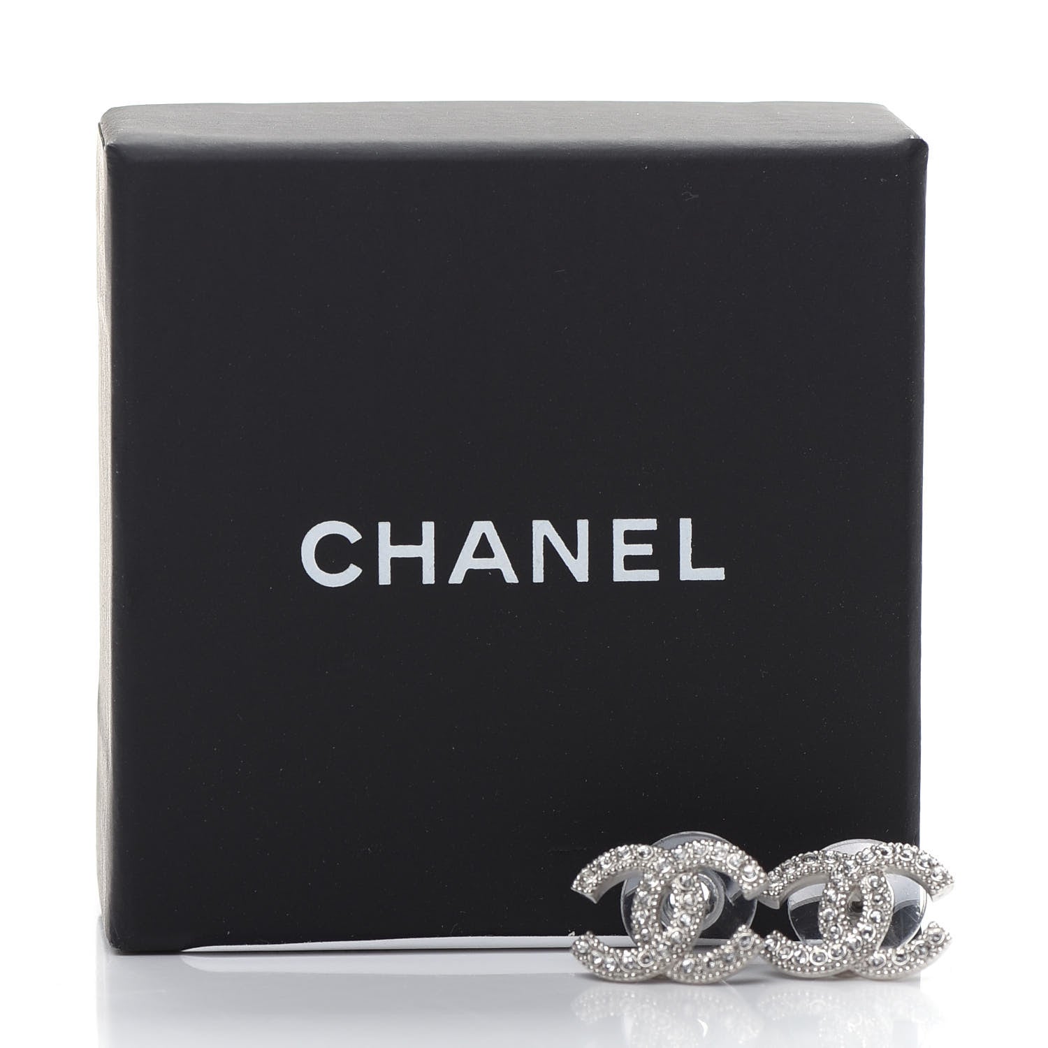 Chanel Crystal CC Earrings Silver 2 of 5