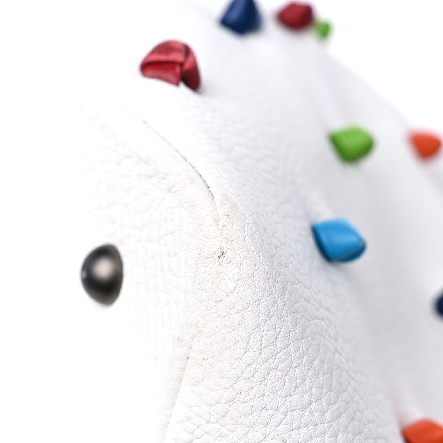 Bottega Veneta Grainy Calfskin Knot Detailed Polka Dot Tote White Multicolor 9 of 16