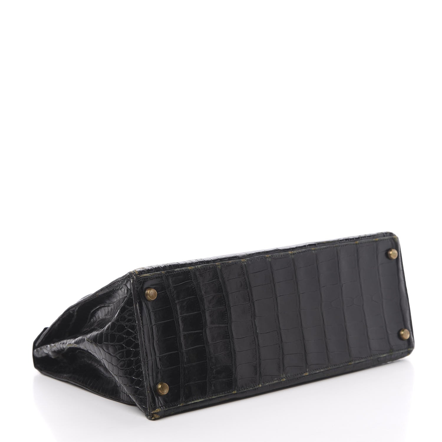 Hermes Shiny Porosus Crocodile Kelly Sellier 32 Black 5 of 50