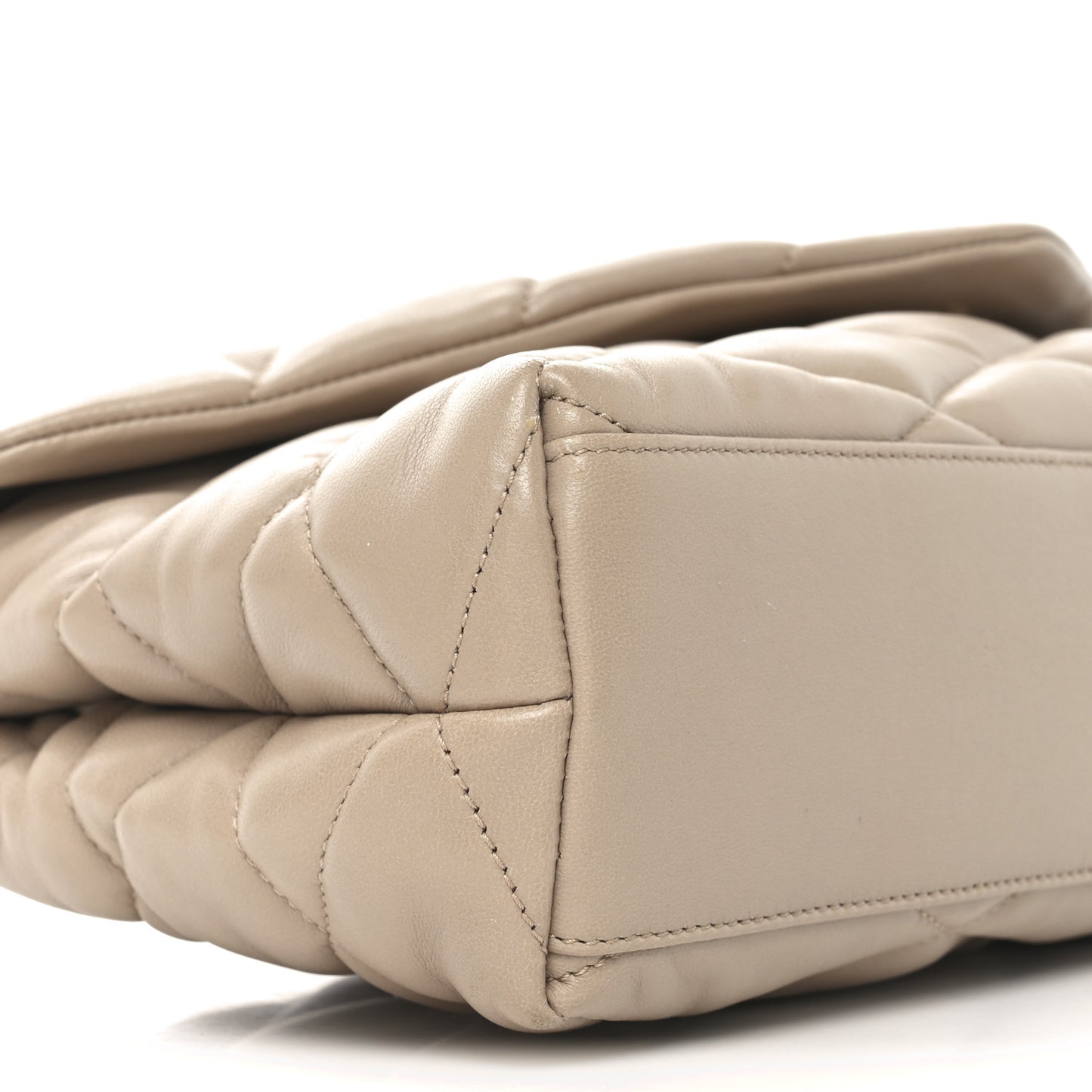 Lambskin Quilted Sade Puffer Envelope Clutch Dark Beige