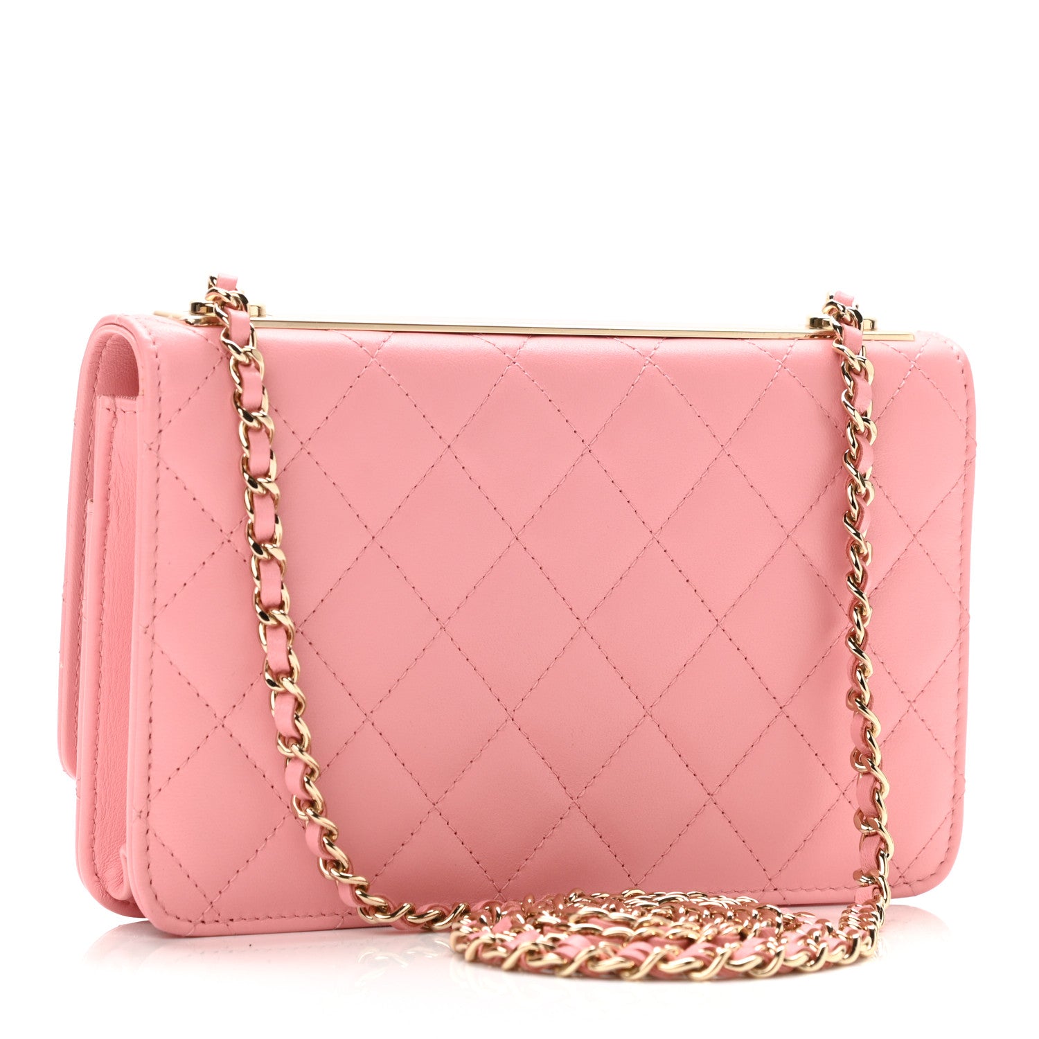 Chanel Lambskin Quilted Trendy CC Wallet On Chain WOC Pink 2 of 10