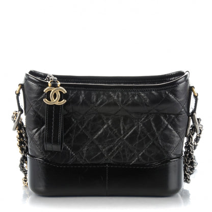 Chanel Aged Calfskin Quilted Small Gabrielle Hobo Black 1 of 8