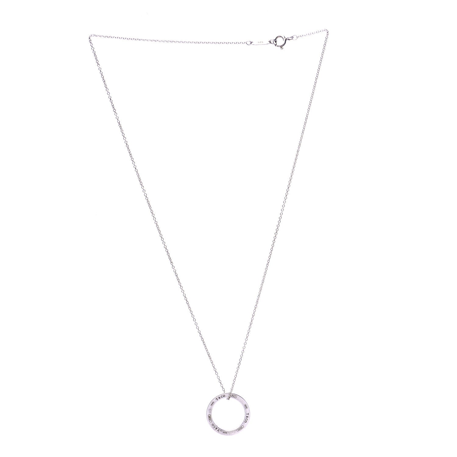 Tiffany Sterling Silver 1837 Circle Pendant Necklace 3 of 8
