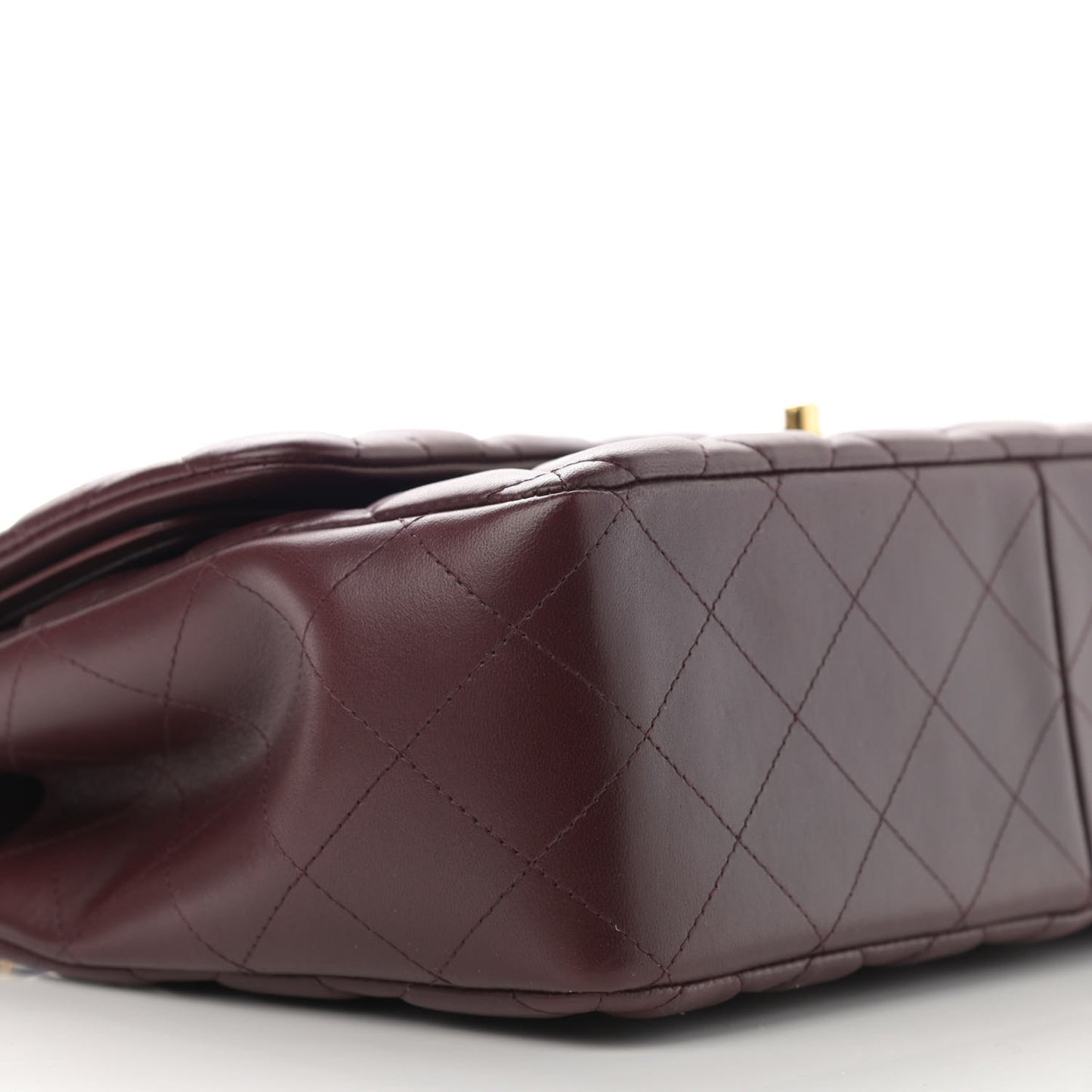 Lambskin Quilted Jumbo Double Flap Burgundy