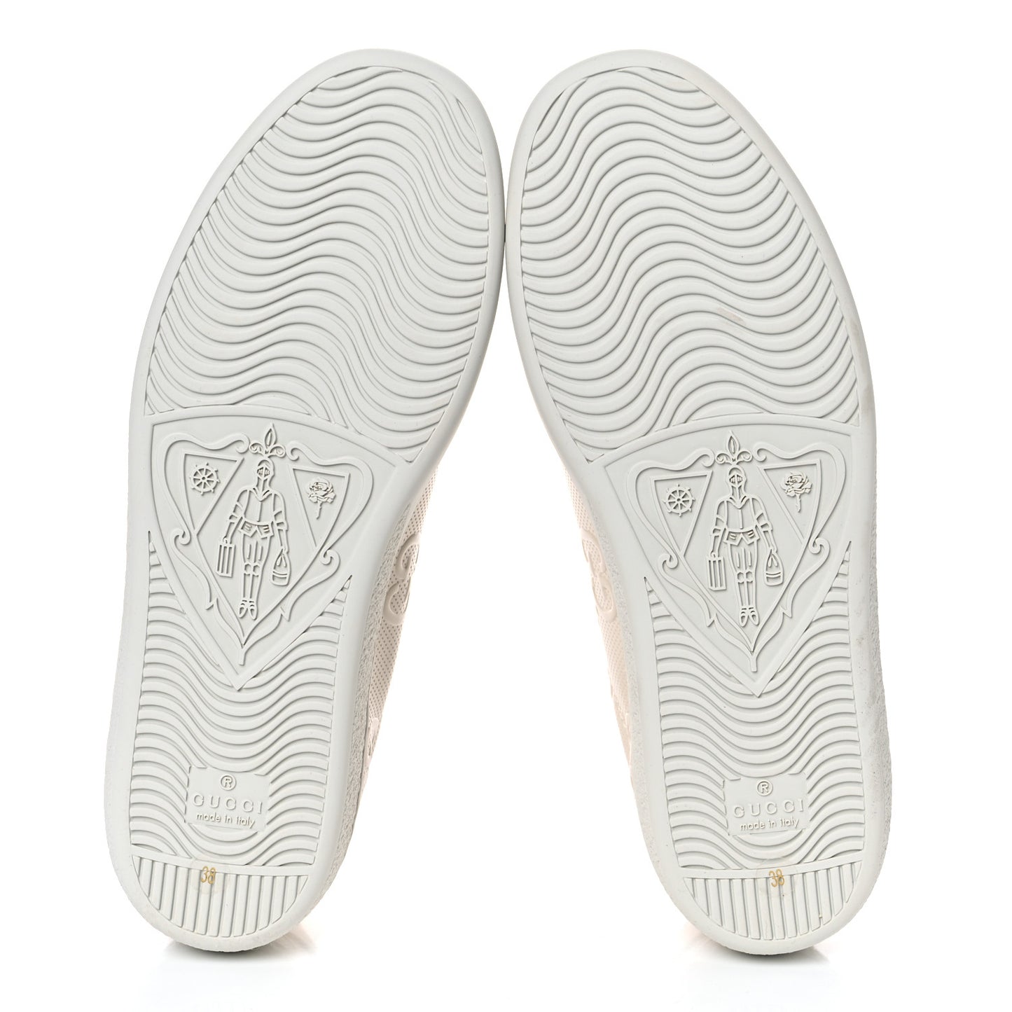 Calfskin GG Tennis Embossed Womens Ace Sneakers 38 Mystic White