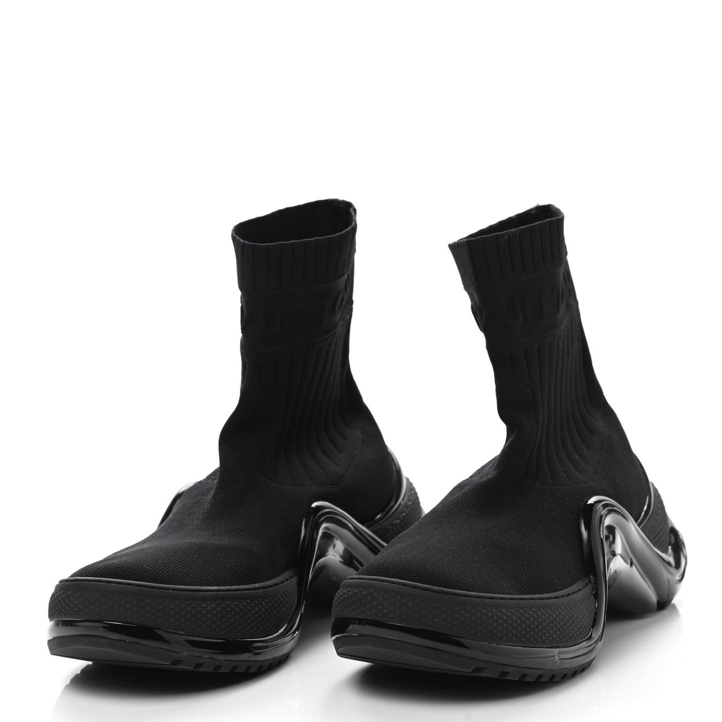 Stretch Textile Patent LV Archlight Sneaker Boots 41 Black