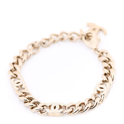 Chanel Enamel Metal CC Chain Bracelet Gold White 1 of 5