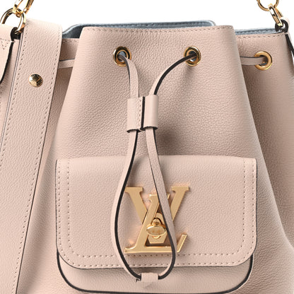 Louis Vuitton Calfskin Lockme Bucket MM Greige 7 of 9