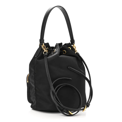 Prada Saffiano Tessuto Nylon Mini Bucket Crossbody Bag Black 3 of 12