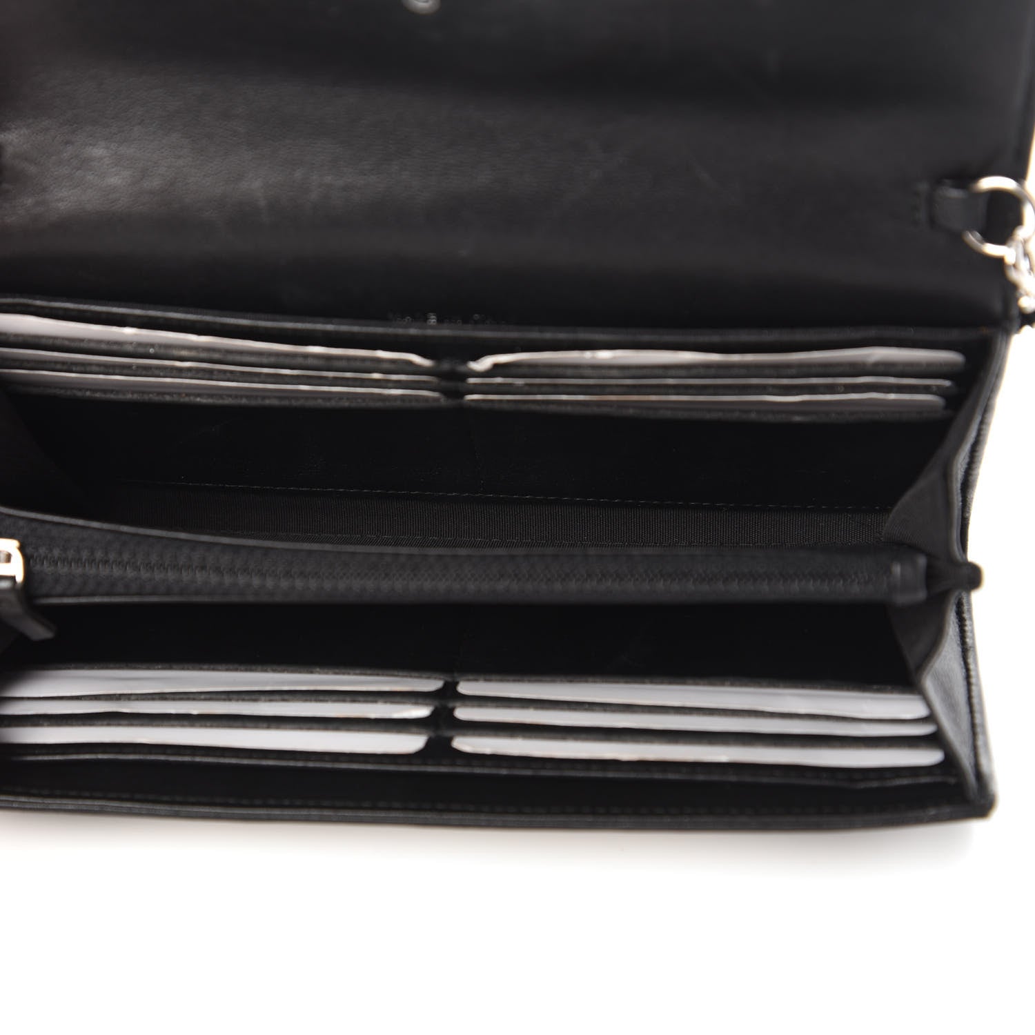 Chanel Iridescent Lizard Ombre Wallet On Chain WOC Black Silver 5 of 12