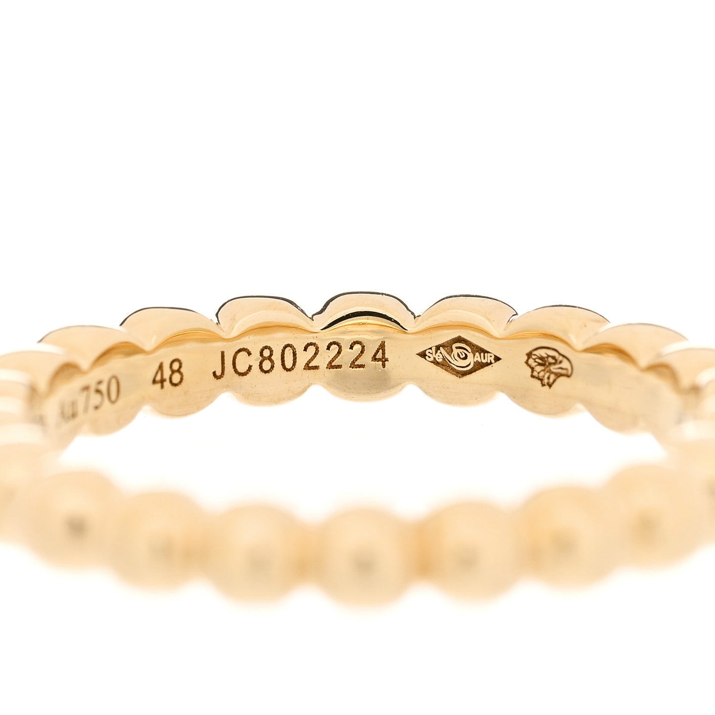 18K Yellow Gold Medium Perlee Ring 48 4.5