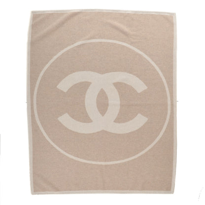 Chanel Merino Wool Cashmere CC Throw Blanket Beige White 1 of 4