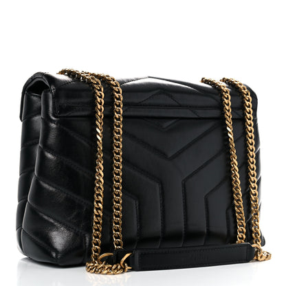Saint Laurent Calfskin Y Quilted Monogram Small Loulou Chain Satchel Black 3 of 14