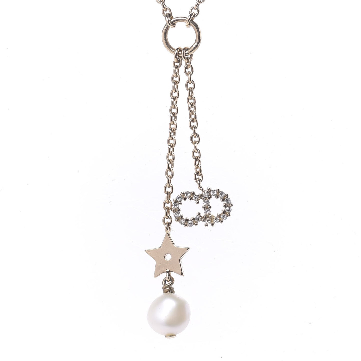 Crystal Pearl Shiny-D Tribal Long Necklace Gold