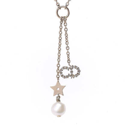 Christian Dior Crystal Pearl Shiny-D Tribal Long Necklace Gold 4 of 8