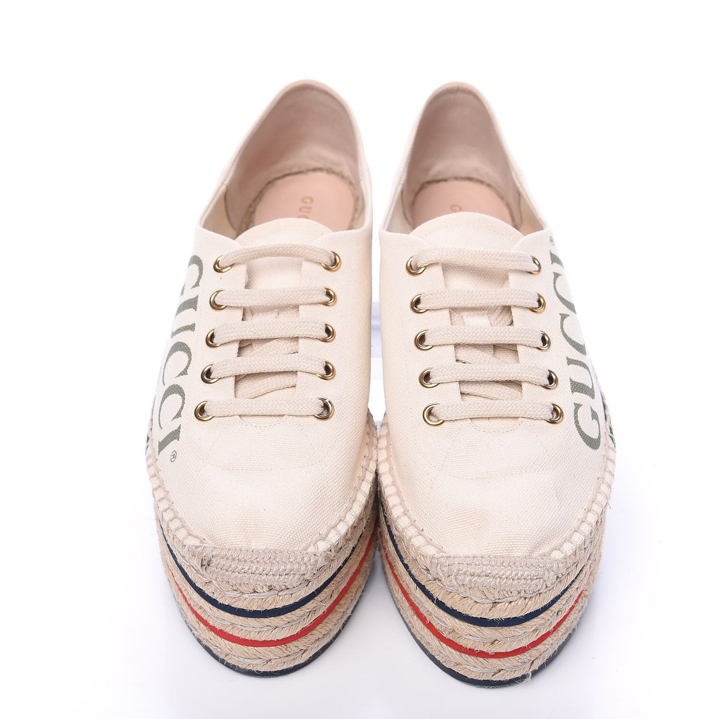 Canvas Logo Lace-Up Platform Espadrilles 39.5 Greggio Grege