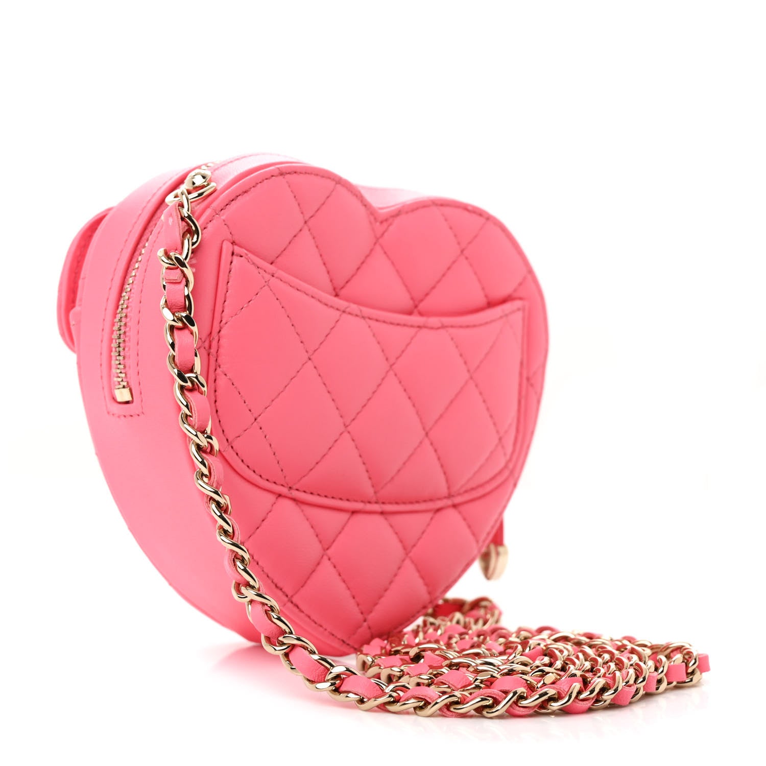 Chanel Lambskin Quilted CC In Love Heart Clutch With Chain Pink 3 of 11