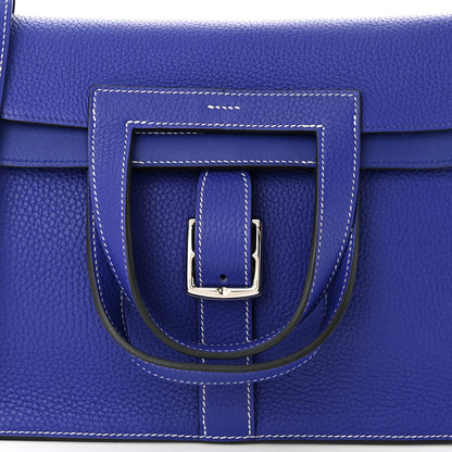 Hermes Taurillon Clemence Halzan 31 GM Bleu Electrique 8 of 12