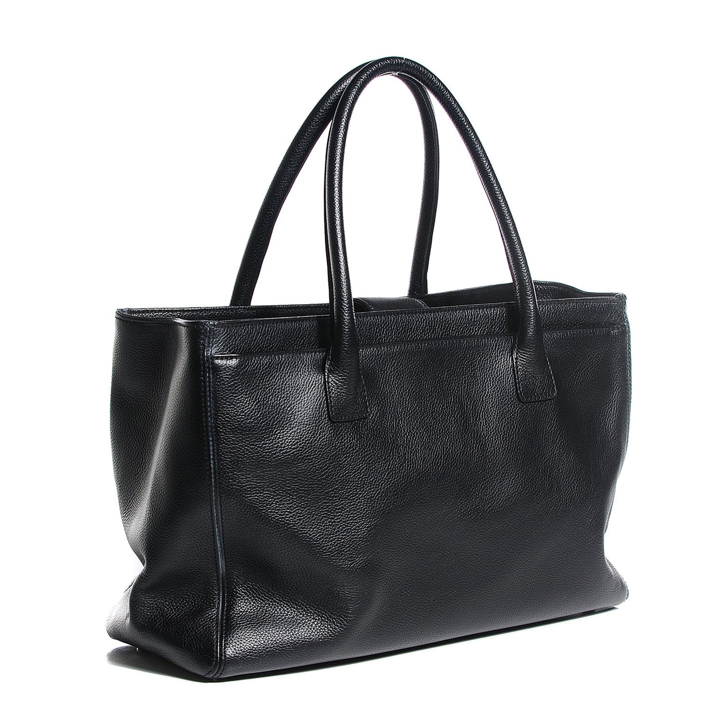 Calfskin Cerf Executive Shopper Tote Black