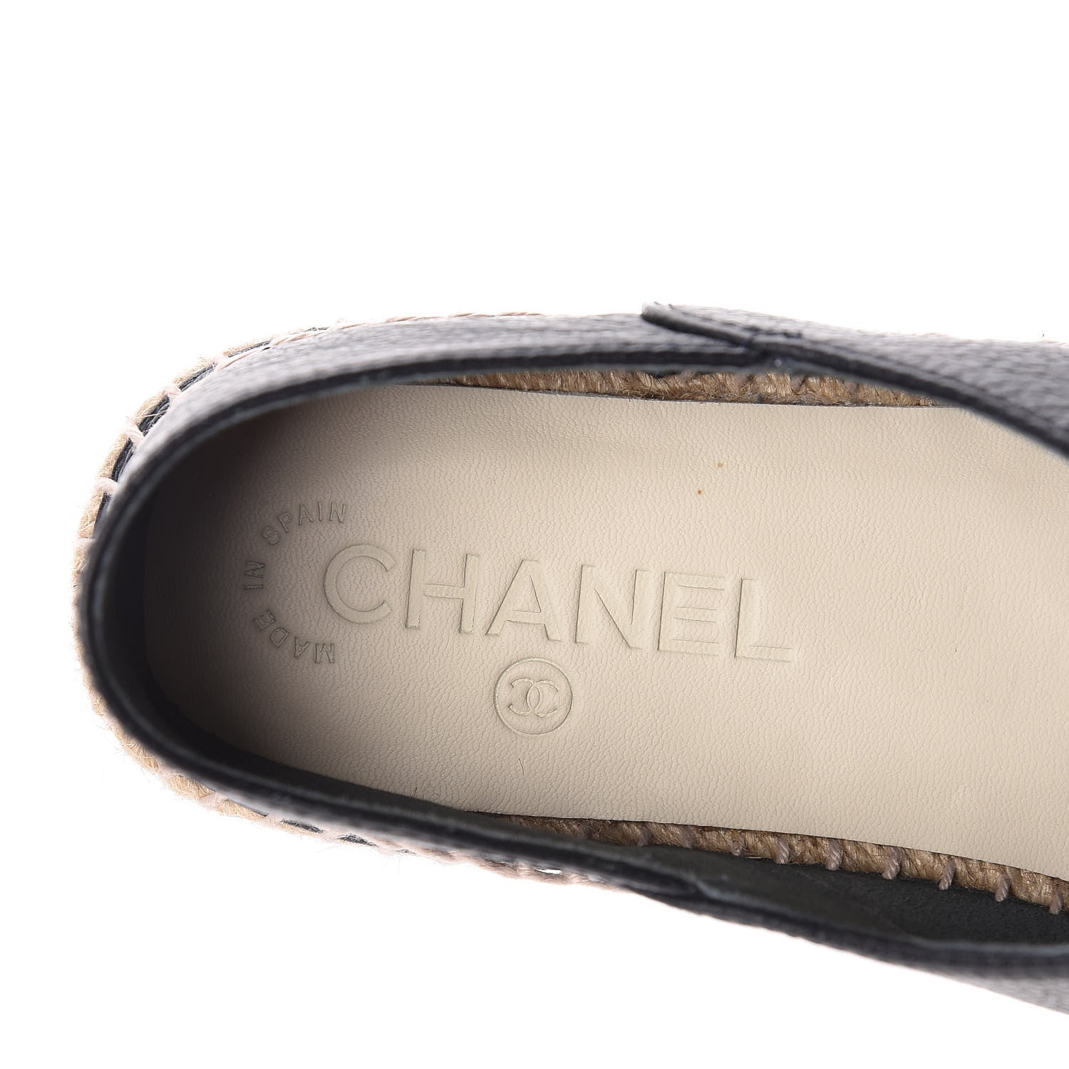 Chanel Grained Calfskin CC Espadrilles 39 Black Navy 7 of 10