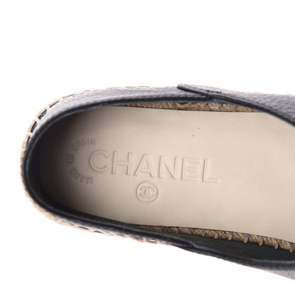 Chanel Grained Calfskin CC Espadrilles 39 Black Navy 7 of 10