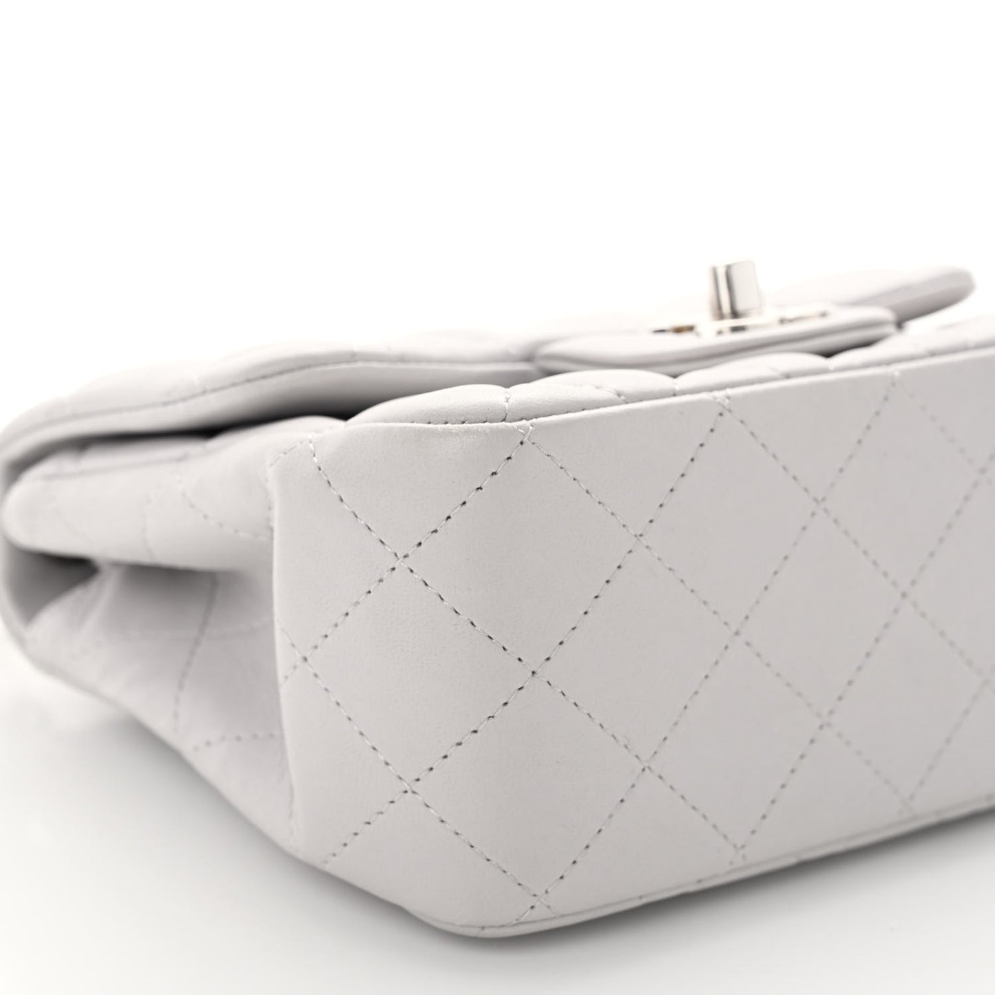 Lambskin Quilted Mini Square Flap Light Grey