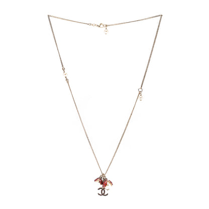 Chanel Enamel Pearl CC Ladybug Necklace Gold Red 3 of 6